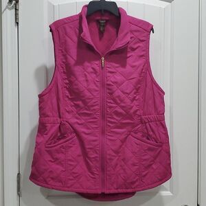 Bit & Bridle Lined Pink Quilted Women's Zip Up Vest, Size 1X